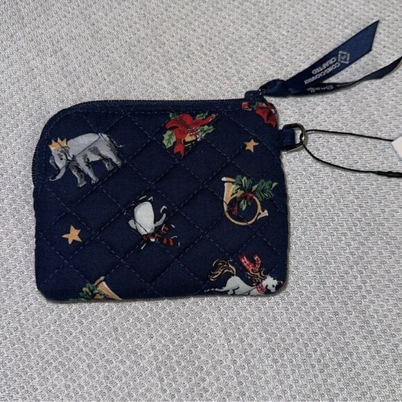 Vera Bradley Snow Globe Motifs Navy Christmas Coin Purse Mini Wallet - Picture 4 of 11